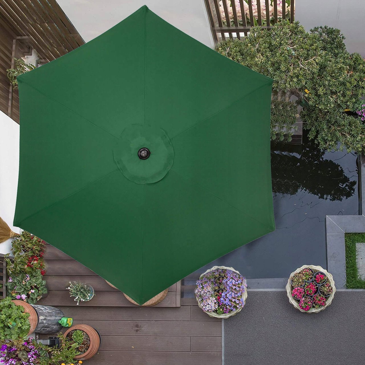 Umbrela terasa gradina, cu manivela si inclinare, diametru 250cm, Verde - imagine 6