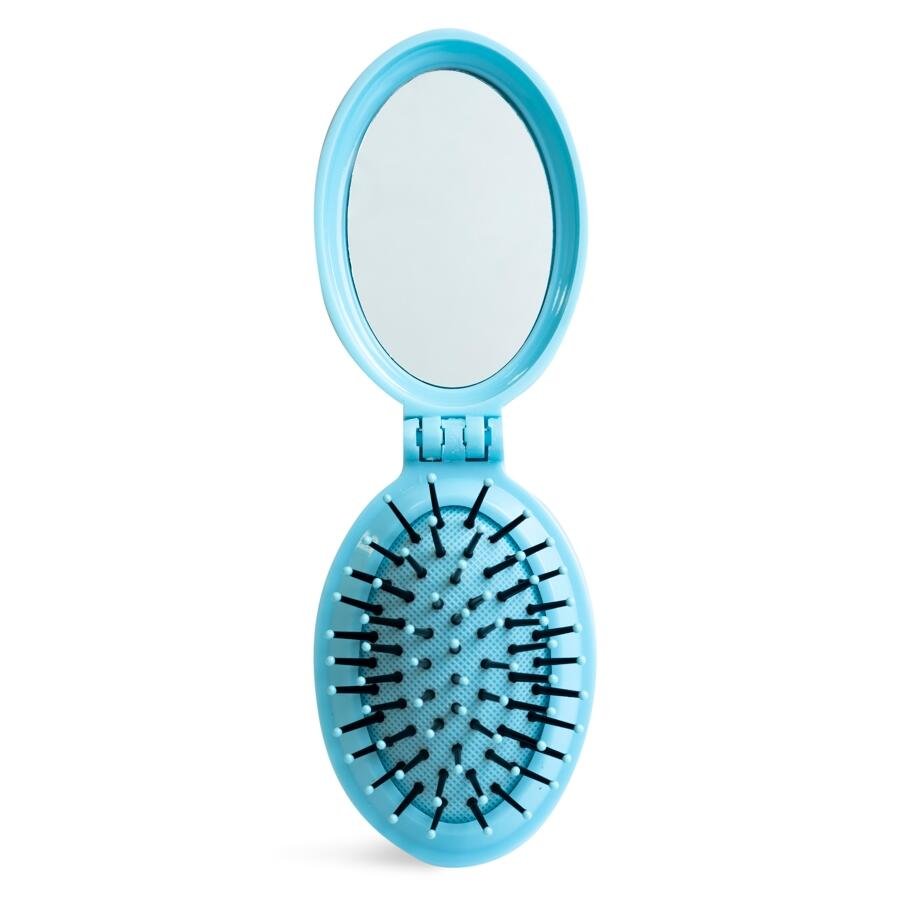Perie pliabila cu oglinda pastel IDC Institute 18301RB, bleu - imagine 2