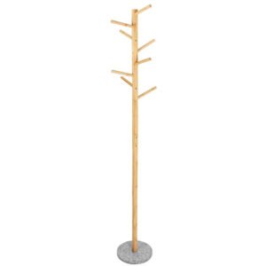Cuier tip pom din bambus cu baza de granit, 8 agatatoare, 182cm, natur