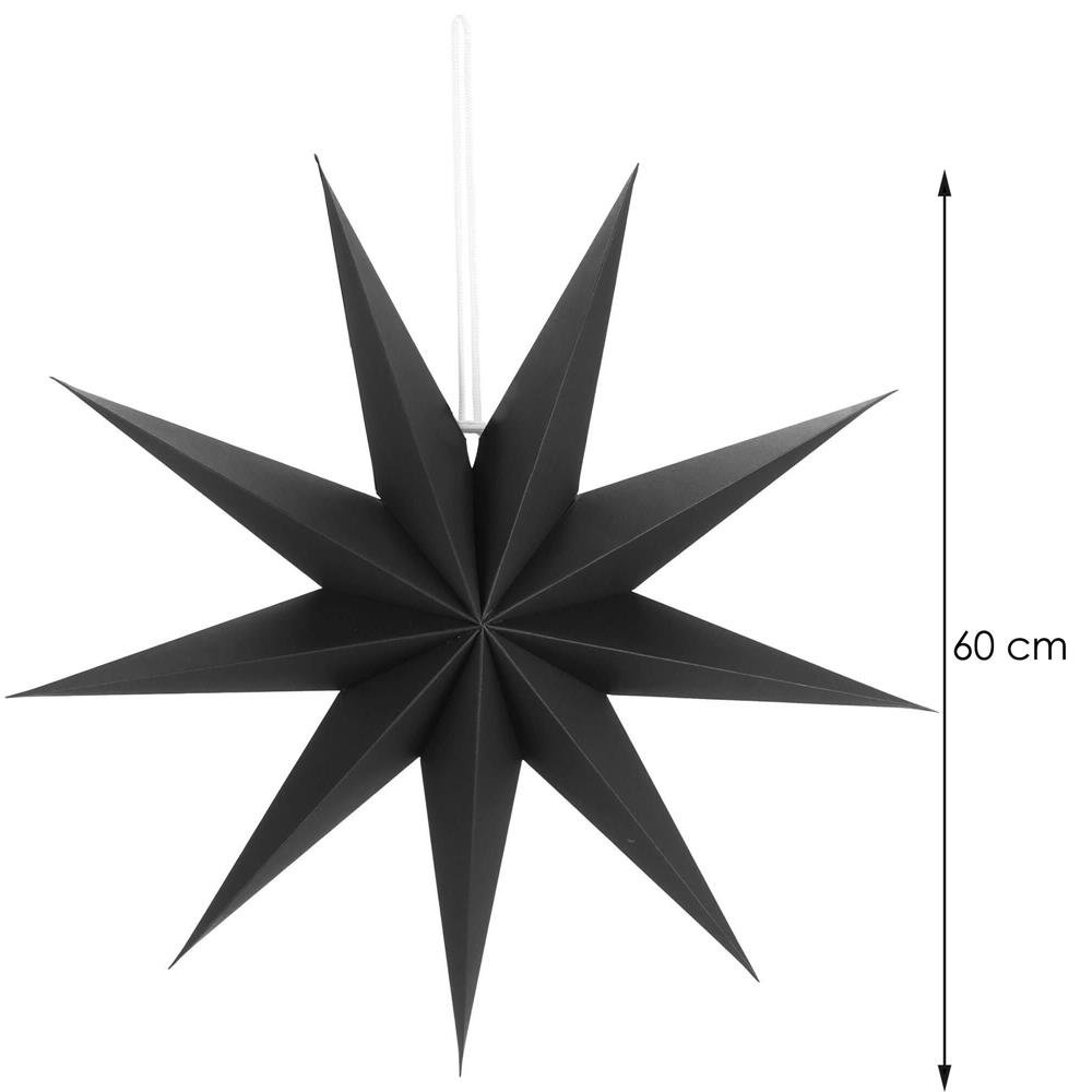 Stea decorativa 3D din hartie, cu 9 colturi, 60 cm, neagra - imagine 8