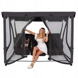 Balansoar leagan pat 3 persoane Sersimo Corsica, cu plasa anti-insecte, sarcina 320kg