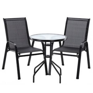 Set mobilier gradina Sersimo Torino, 2 scaune, 1 masa, gri antracit