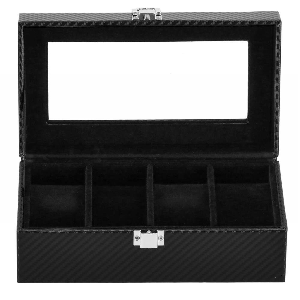 Cutie depozitare si organizare ceasuri, MDF, piele ecologica, 20,5x11x8cm, negru sarpe - imagine 9