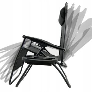 Sezlong pliabil cu parasolar SERSIMO, 85x77x150cm, Negru