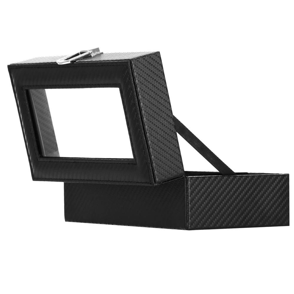 Cutie depozitare si organizare ceasuri, MDF, piele ecologica, 20,5x11x8cm, negru sarpe - imagine 11