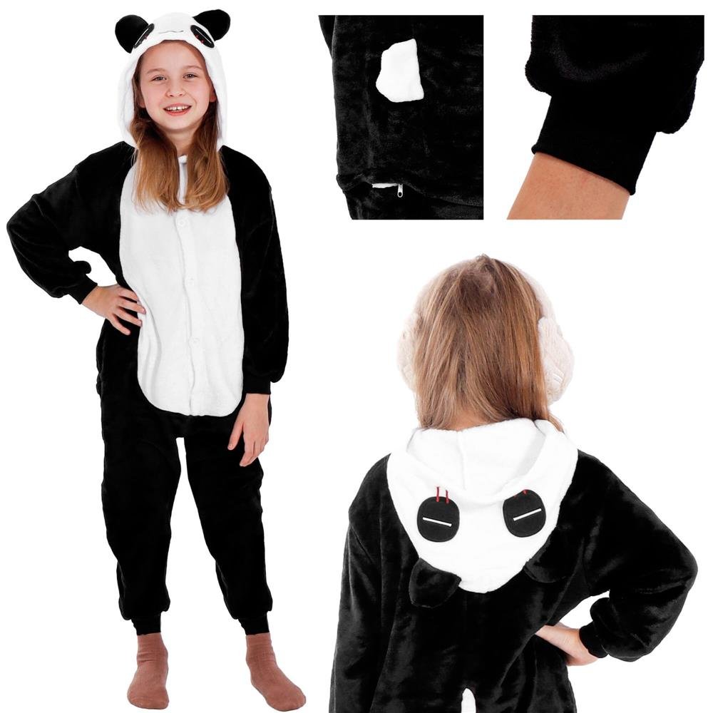 Pijama tip salopeta pentru copii, model panda, marime 125-140cm - imagine 7