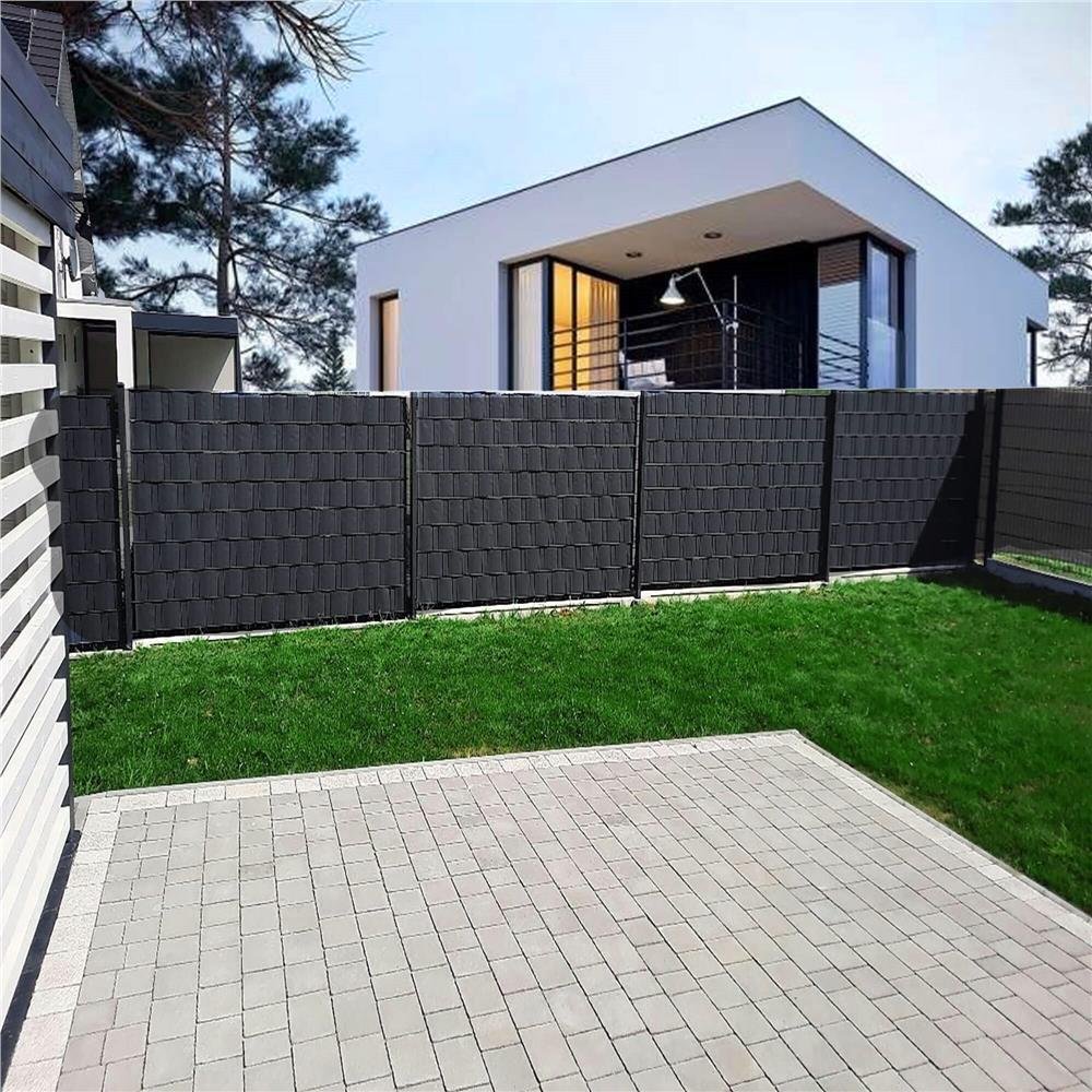Panou de gard pentru intimitate in gradina, PVC Premium, 26 x 0.19 m, gri antracit - imagine 11