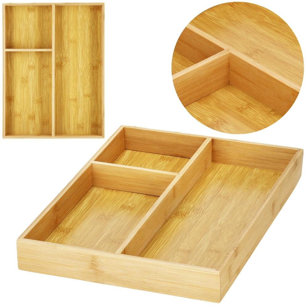 Organizator tacamuri si ustensile bucatarie, bambus, 25x34x4.5cm - imagine 16