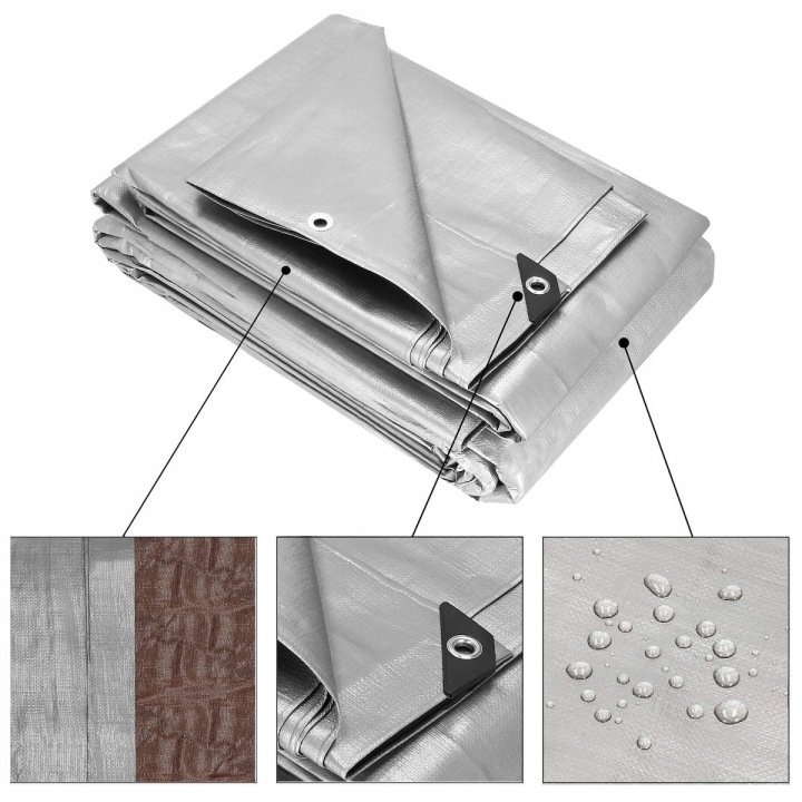 Prelata din polietilena impermeabila laminata, 210g/m2, 2x3m, gri - imagine 5