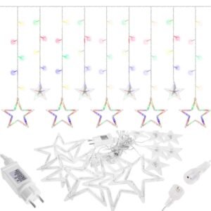 Ghirlanda luminoasa tip perdea cu stelute 138 LED-uri, 2m, pentru interior/exterior, iluminare multicolor
