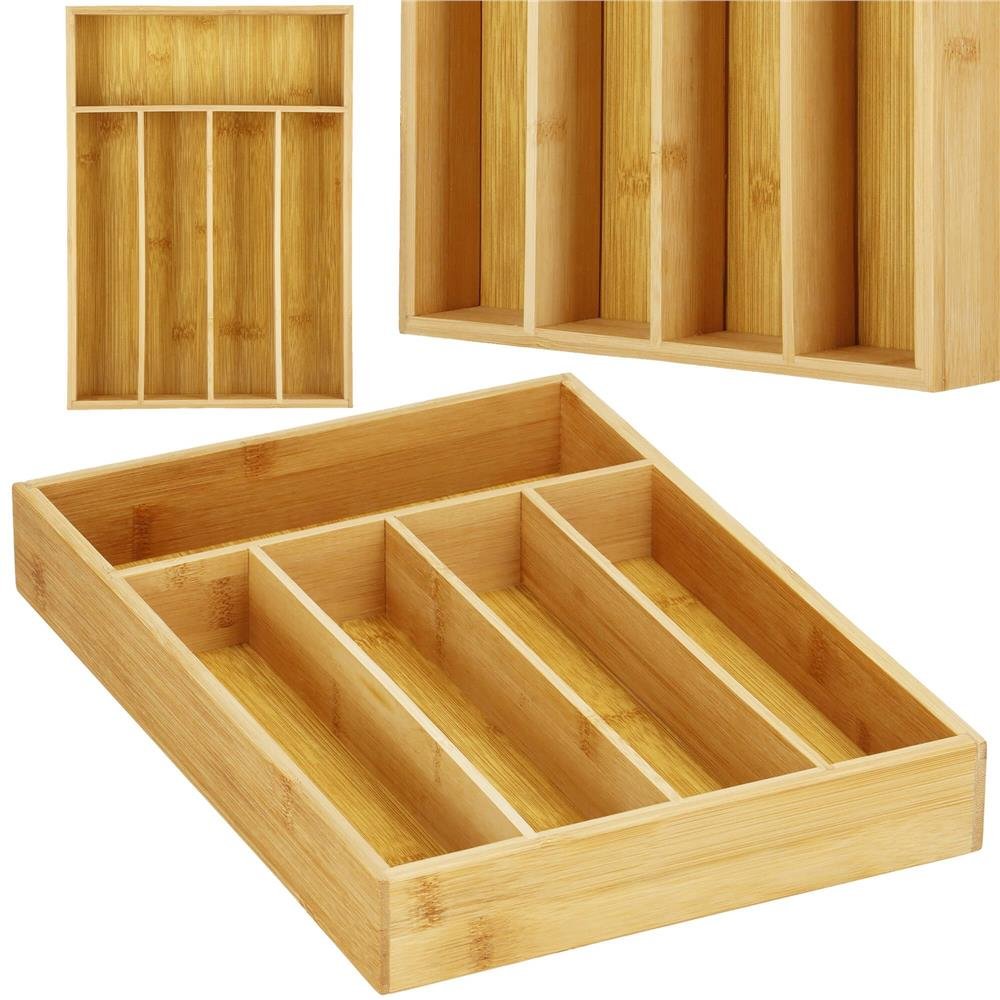Organizator tacamuri si ustensile bucatarie, bambus, 25x35x5cm - imagine 6