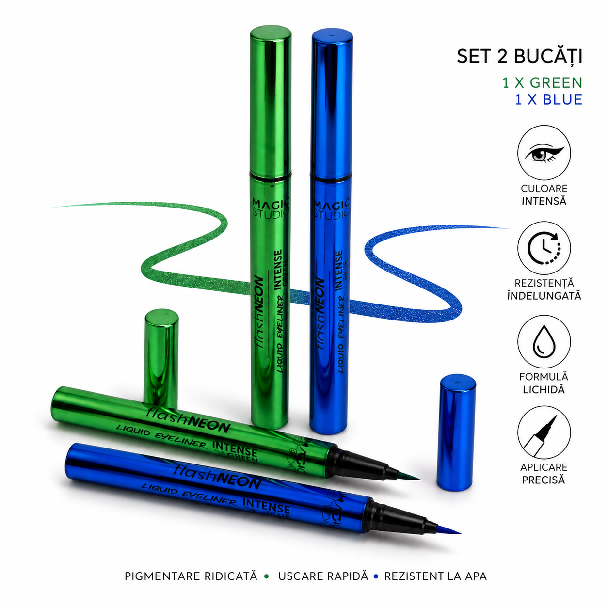Set 24 bucati Eyeliner lichid Flash Neon, Magic Studio, 68027 - imagine 2