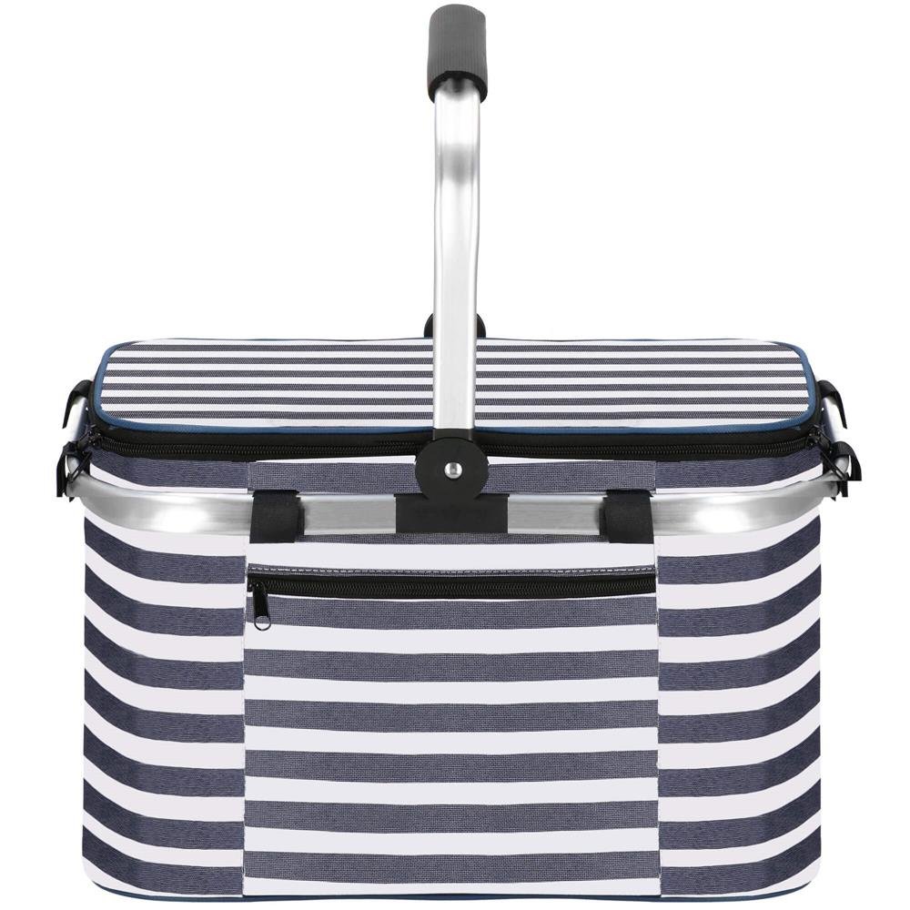Geanta pentru picnic sau plaja, termoizolanta, 28 litri, alb albastru - imagine 5