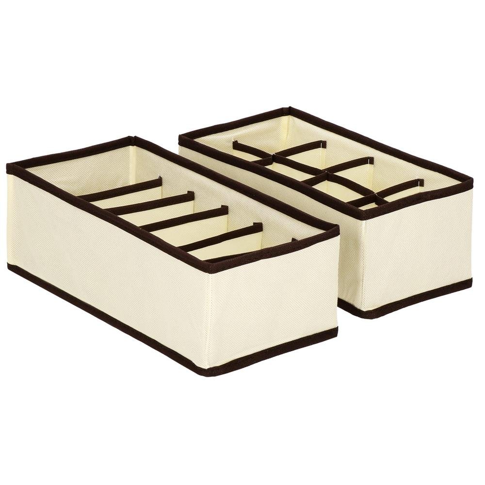 Set 4 organizatoare Sersimo sertar pentru sosete/lenjerie, crem - imagine 4
