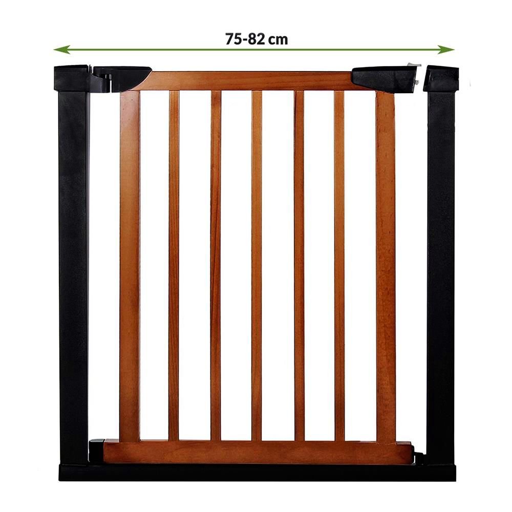 Poarta de siguranta Safety Gate pentru scari, ajustabila 75-82 cm, din otel si lemn, negru maro - imagine 6