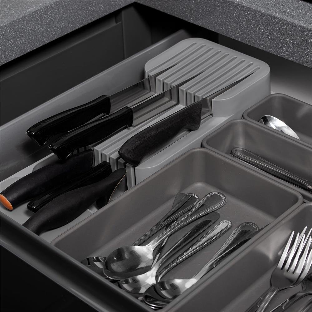 Organizator cutite pentru sertar, 9 compartimente, 40x14cm, gri - imagine 6