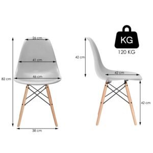 Set 4 scaune dining Scandinav pentru bucatarie, 38x42x82cm, gri