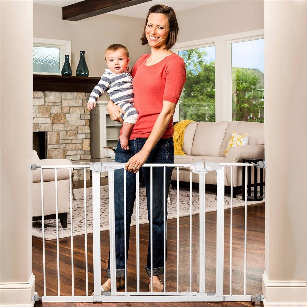 Poarta de siguranta Safety Gate pentru scari, ajustabila 104-113 cm, din otel, alba - imagine 6