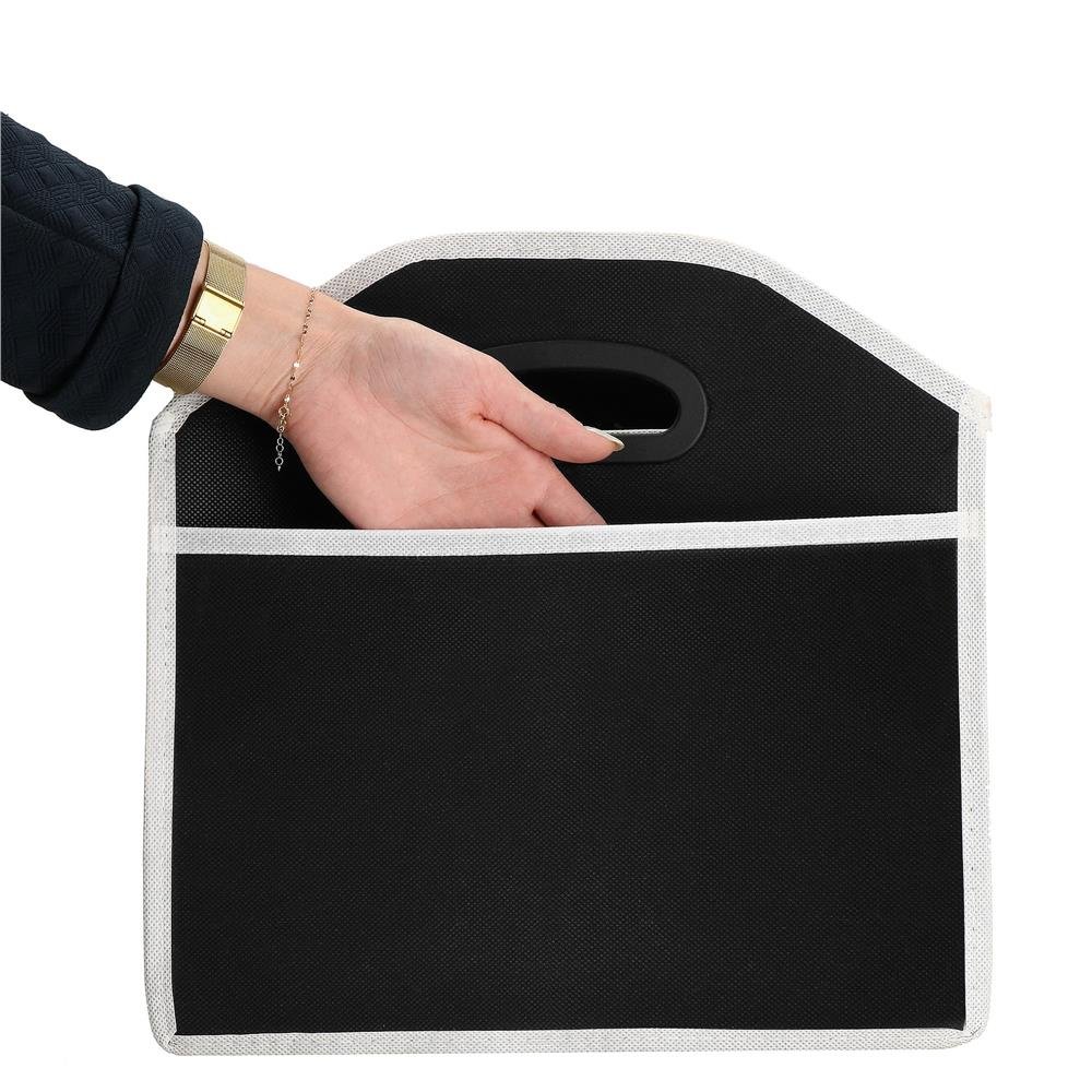 Organizator dulap Sersimo tip lada, 3 compartimente, textil, negru - imagine 7