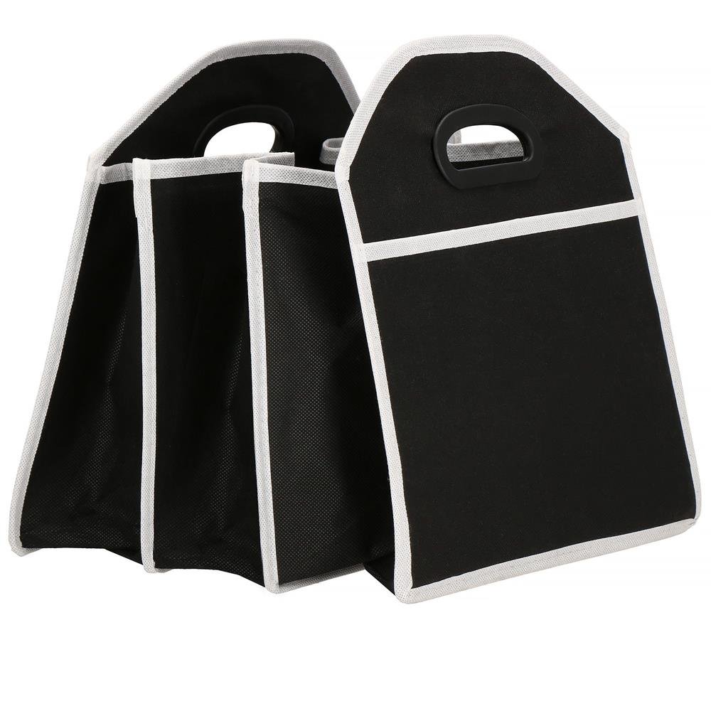 Organizator dulap Sersimo tip lada, 3 compartimente, textil, negru - imagine 5