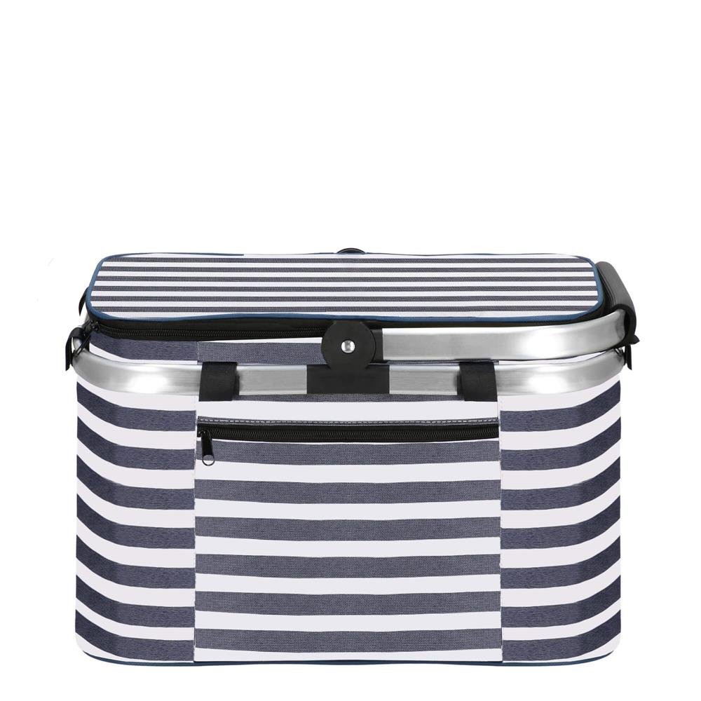Geanta pentru picnic sau plaja, termoizolanta, 28 litri, alb albastru - imagine 6