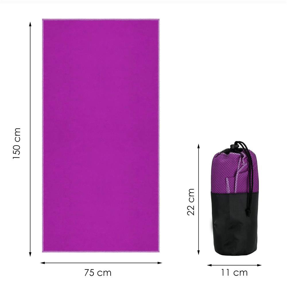 Prosop de plaja cu uscare rapida, husa de transport, 75x150cm, violet - imagine 21