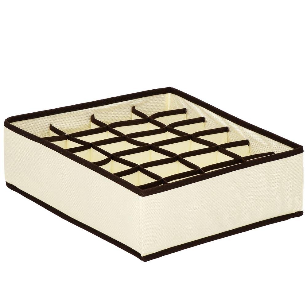 Set 4 organizatoare Sersimo sertar pentru sosete/lenjerie, crem - imagine 5