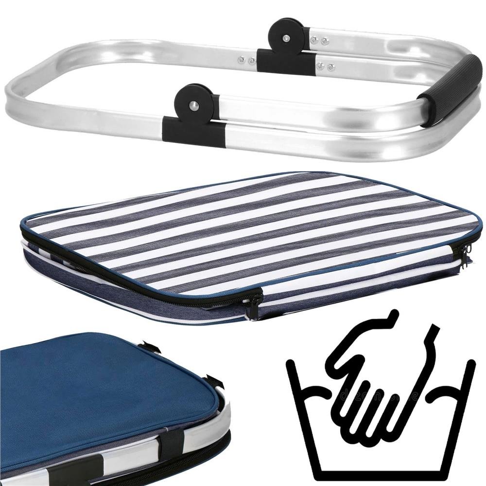 Geanta pentru picnic sau plaja, termoizolanta, 28 litri, alb albastru - imagine 4