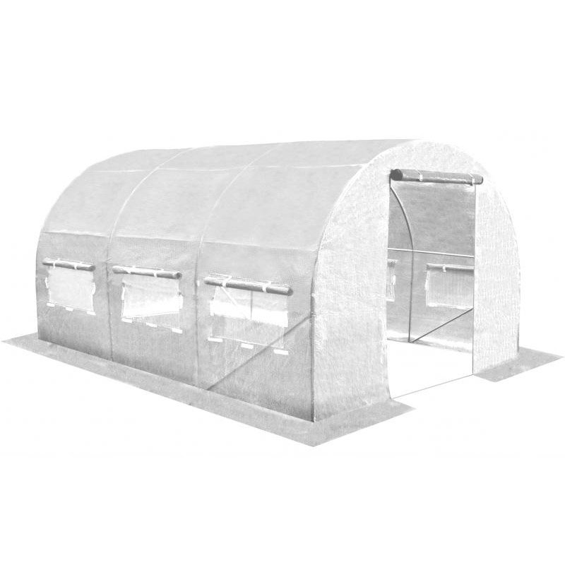 Sera de gradina, tip tunel cu cadru metalic, 250x400x200cm, alba, 10mp