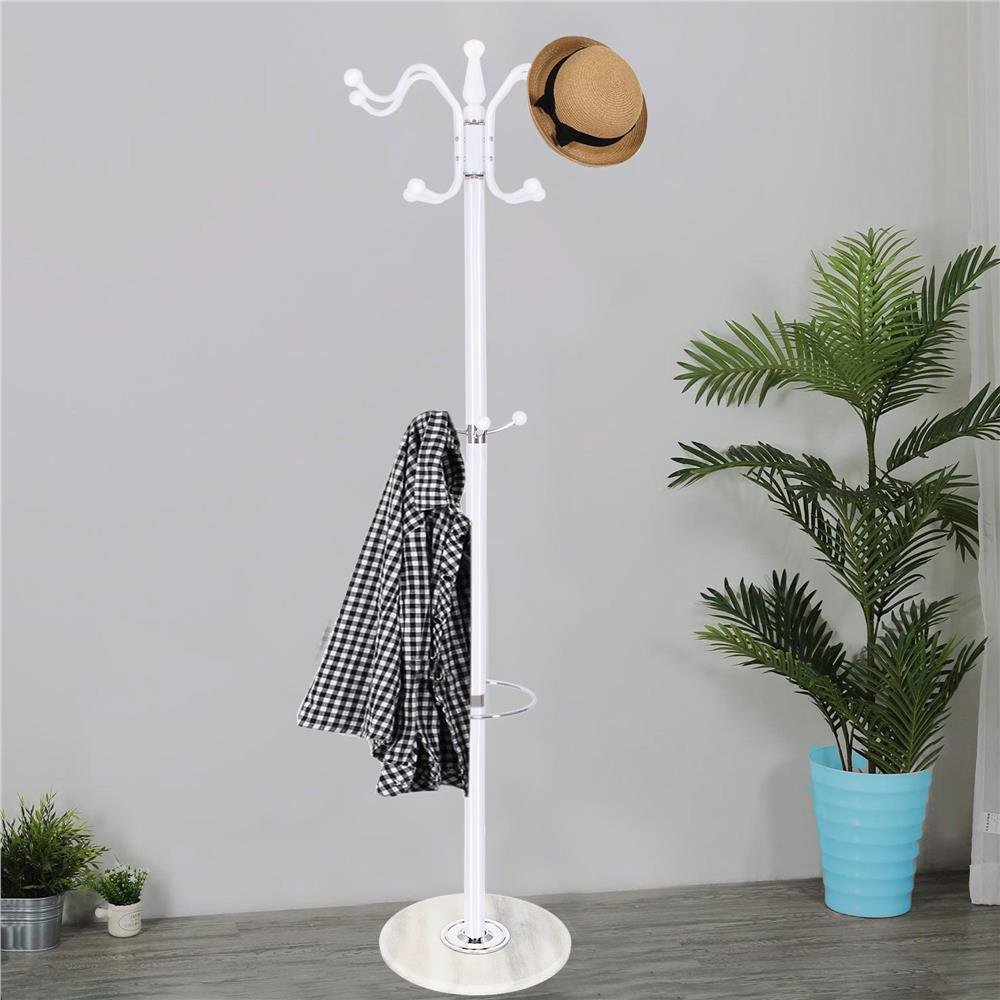 Cuier tip pom din metal Sersimo, 12 agatatoare, 174cm, alb - imagine 7