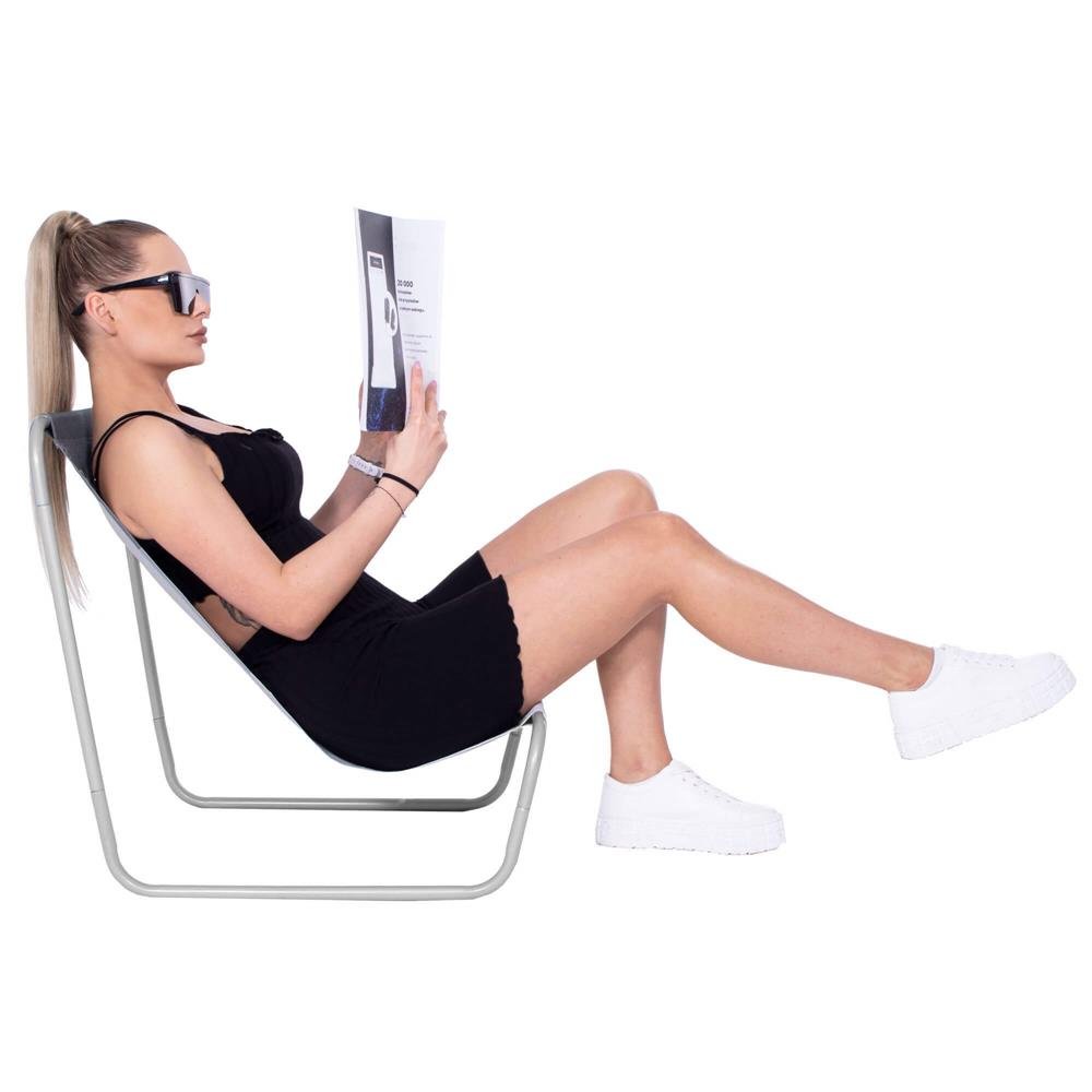 Scaun de plaja Sersimo GC055, pliabil, 90kg, 52x88cm, gri - imagine 5