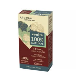 Vopsea de par pulbere, pe baza de plante, naturala 100%, Venita, Nr 4.4 Castaniu, 100 g