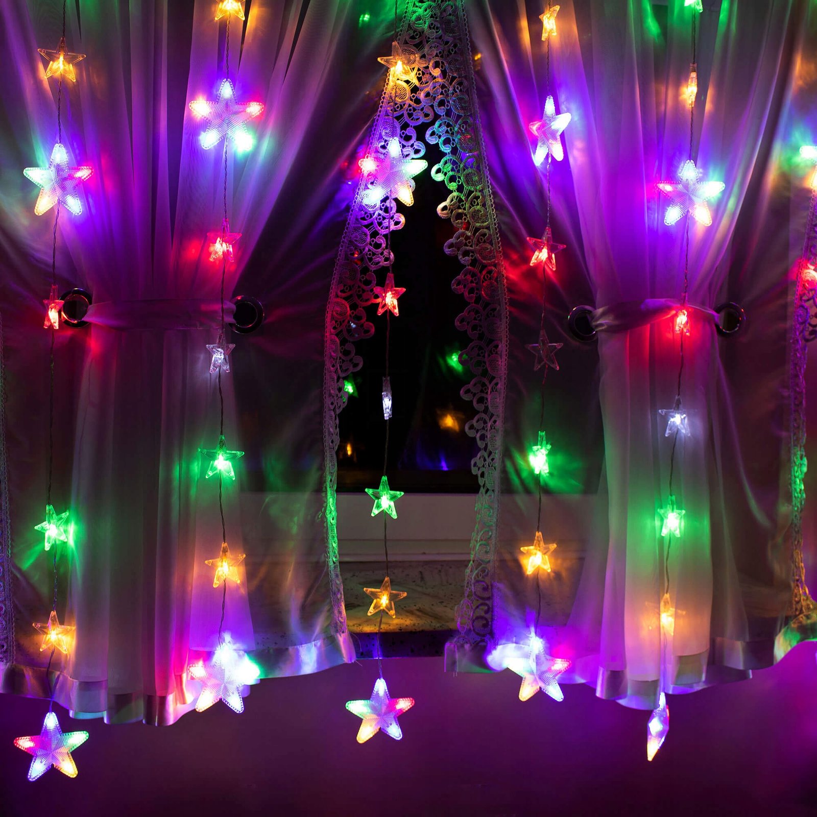 Instalatie lumina tip perdea cu 180 LED-uri, 2m, pentru interior/exterior, iluminare multicolor - imagine 7