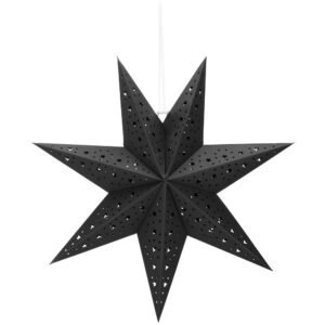 Stea decorativa 3D din hartie ajurata, 50 cm, neagra