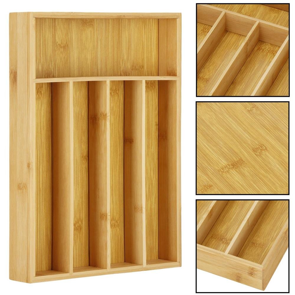 Organizator tacamuri si ustensile bucatarie, bambus, 25x34x4.5cm - imagine 6