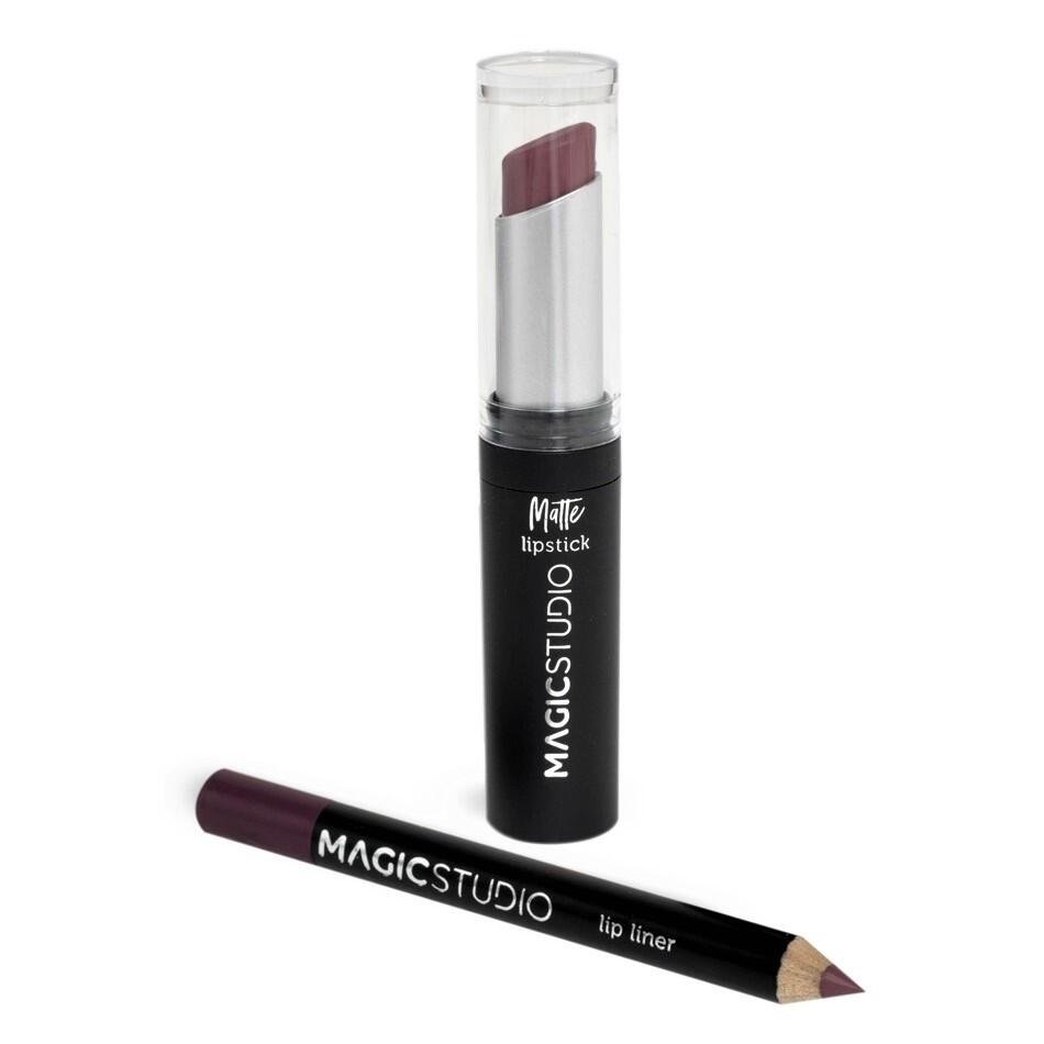Kit Perfect Lips Magic Studio, Ruj mat + Creion contur buze, Nr. 3, bej inchis - imagine 2