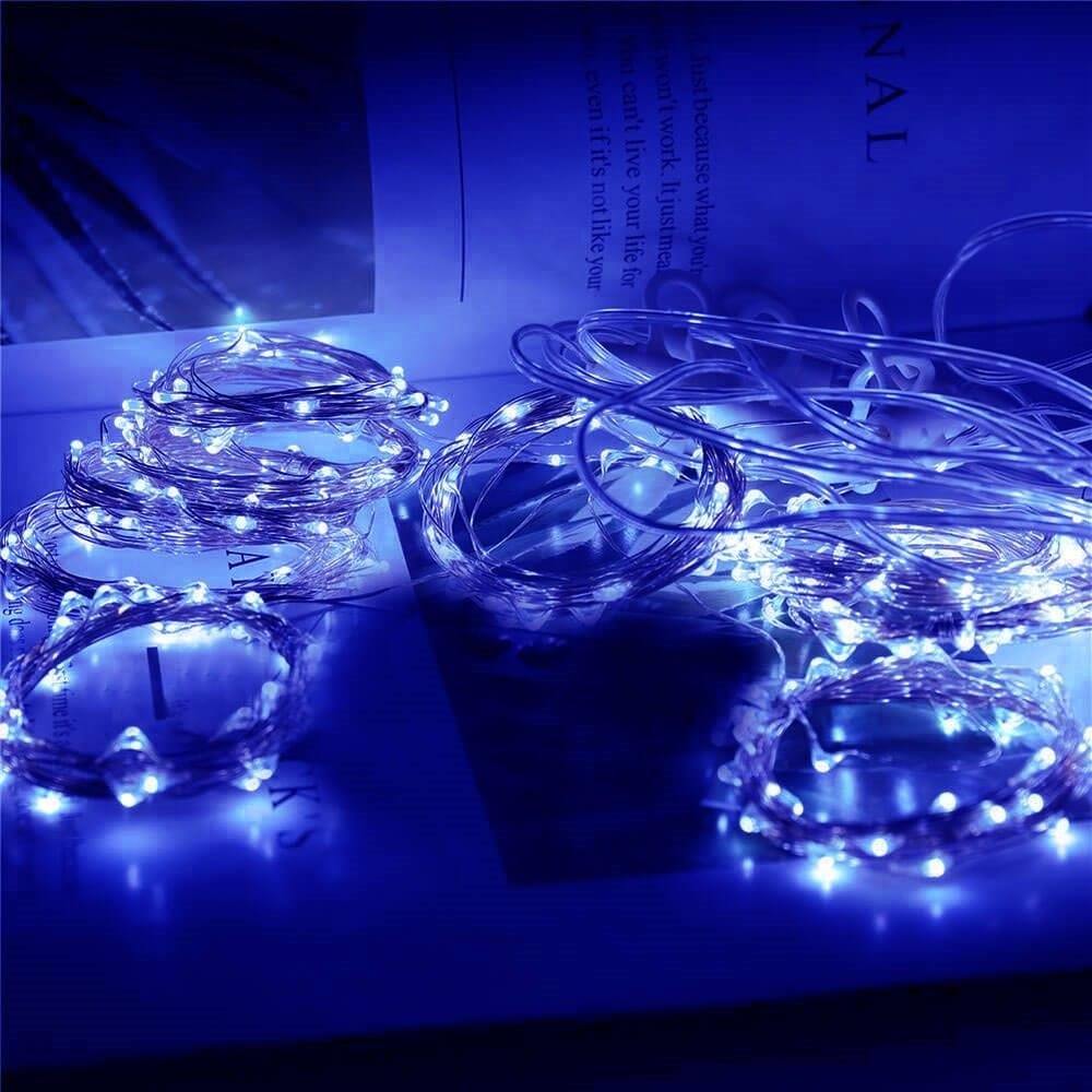 Ghirlanda luminoasa tip perdea 300 LED-uri, 3x3m, pentru interior, alimentare USB, albastru - imagine 7