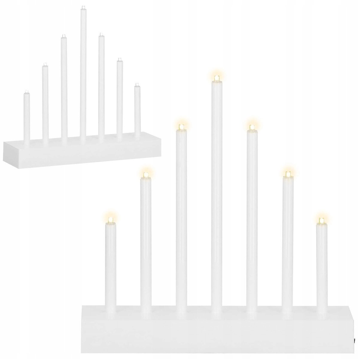 Sfesnic de Advent cu 7 lumanari LED, lumina alb cald, alimentare cu baterii, 21x20 cm - imagine 8
