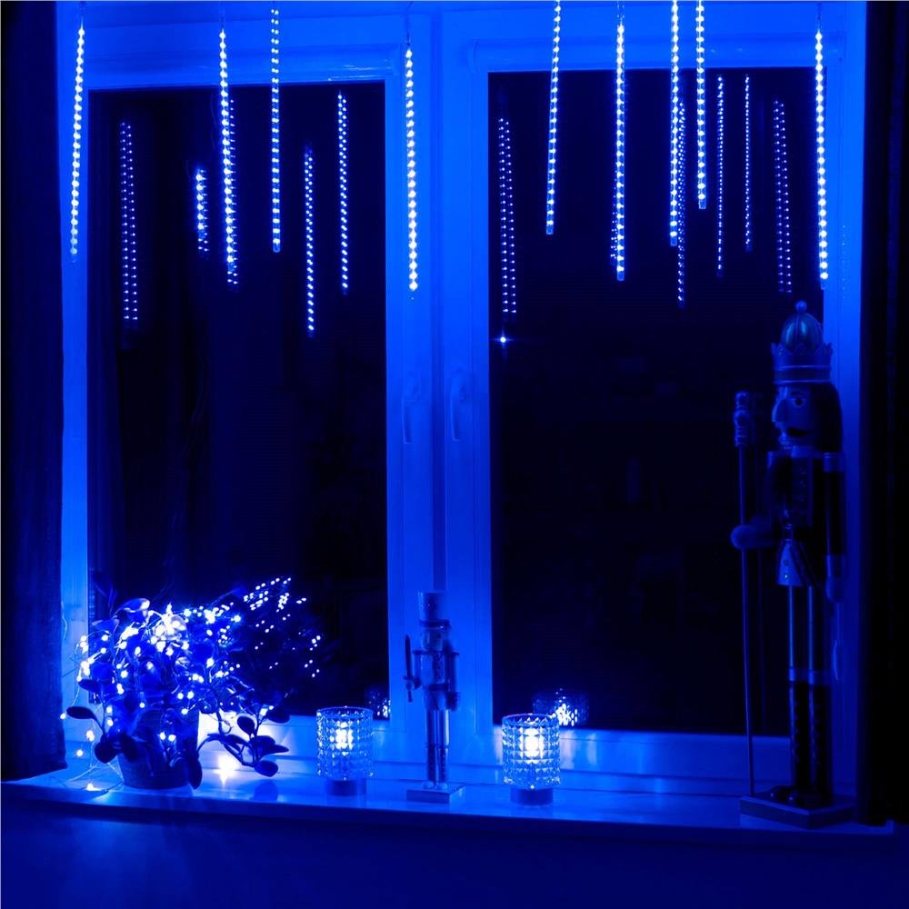 Instalatie de Craciun, 10 tuburi, 50cm, 480 LED, ploaie de meteoriti, albastru - imagine 16