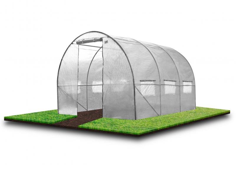 Sera de gradina, tip tunel cu cadru metalic, 250x400x200cm, alba, 10mp - imagine 2