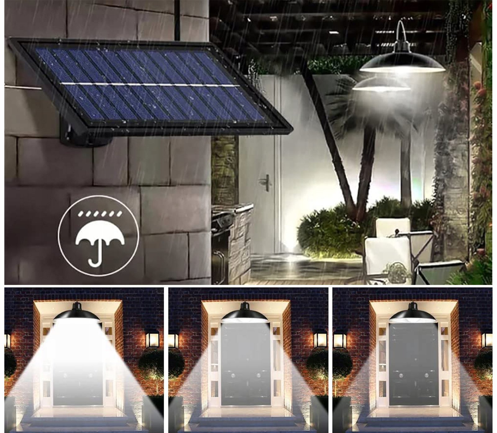 Lampa solara tip pendul, panou solar independent cu cablu de 3 metri, cu telecomanda - imagine 6