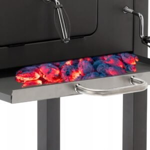 Gratar dreptunghiular pe carbuni, cu suport lateral si termometru capac, 115x60x108cm