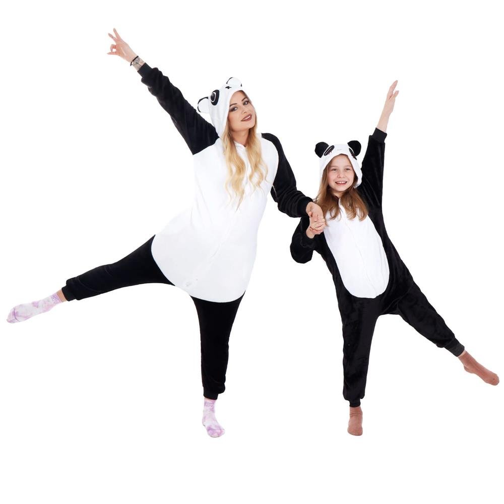 Pijama tip salopeta pentru copii, model panda, marime 125-140cm - imagine 16