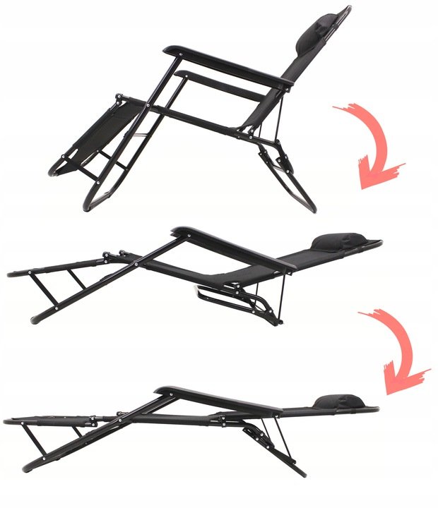 Sezlong pliabil SERSIMO, Relax Zero Gravity, 80x60x153cm, Negru - imagine 7