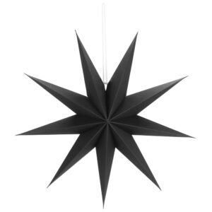 Stea decorativa 3D din hartie, cu 9 colturi, 60 cm, neagra