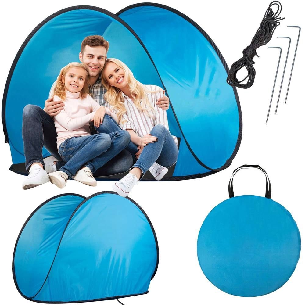 Cort plaja si picnic semi-deschis Sersimo, protectie UV, 150x90x90cm, albastru negru - imagine 10