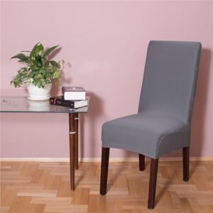 Husa universala pentru scaun, marime universala, poliester si spandex, 45 x 60 cm, gri mediu