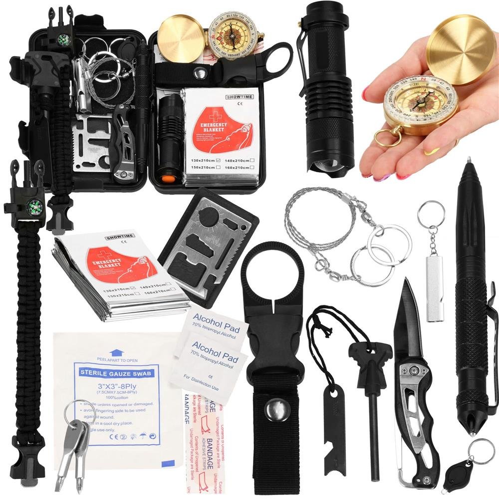 Kit de supravietuire turistic multifunctional camping, vanatoare, pescuit, 19 piese - imagine 28