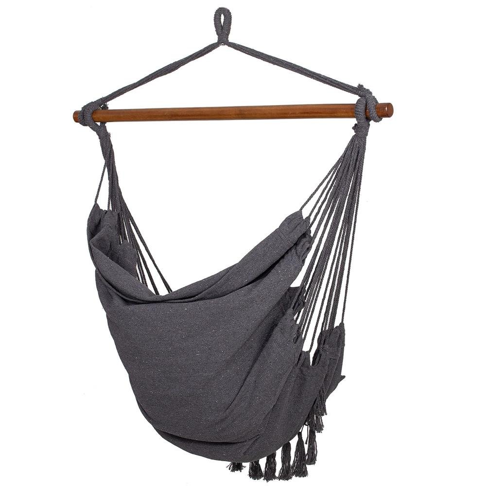 Hamac tip leagan suspendat pentru casa sau gradina HM45, gri inchis cu perne, 130x100cm, 150kg - imagine 13