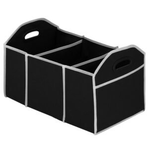 Organizator dulap Sersimo tip lada, 3 compartimente, textil, negru
